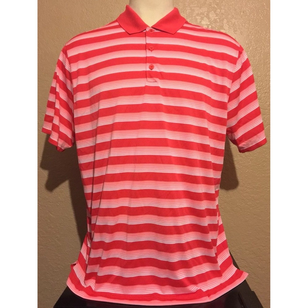 Nike Golf Men's Sz XL Standard Fit Dir-Fit Pink Striped Short Sleeve Polo Shirt